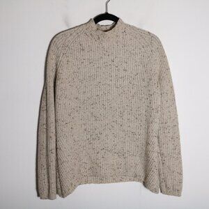 Kuhl Ida Sweater Womens XS Mock Neck Speckled Wool Blend Ribbed Classic Neutral